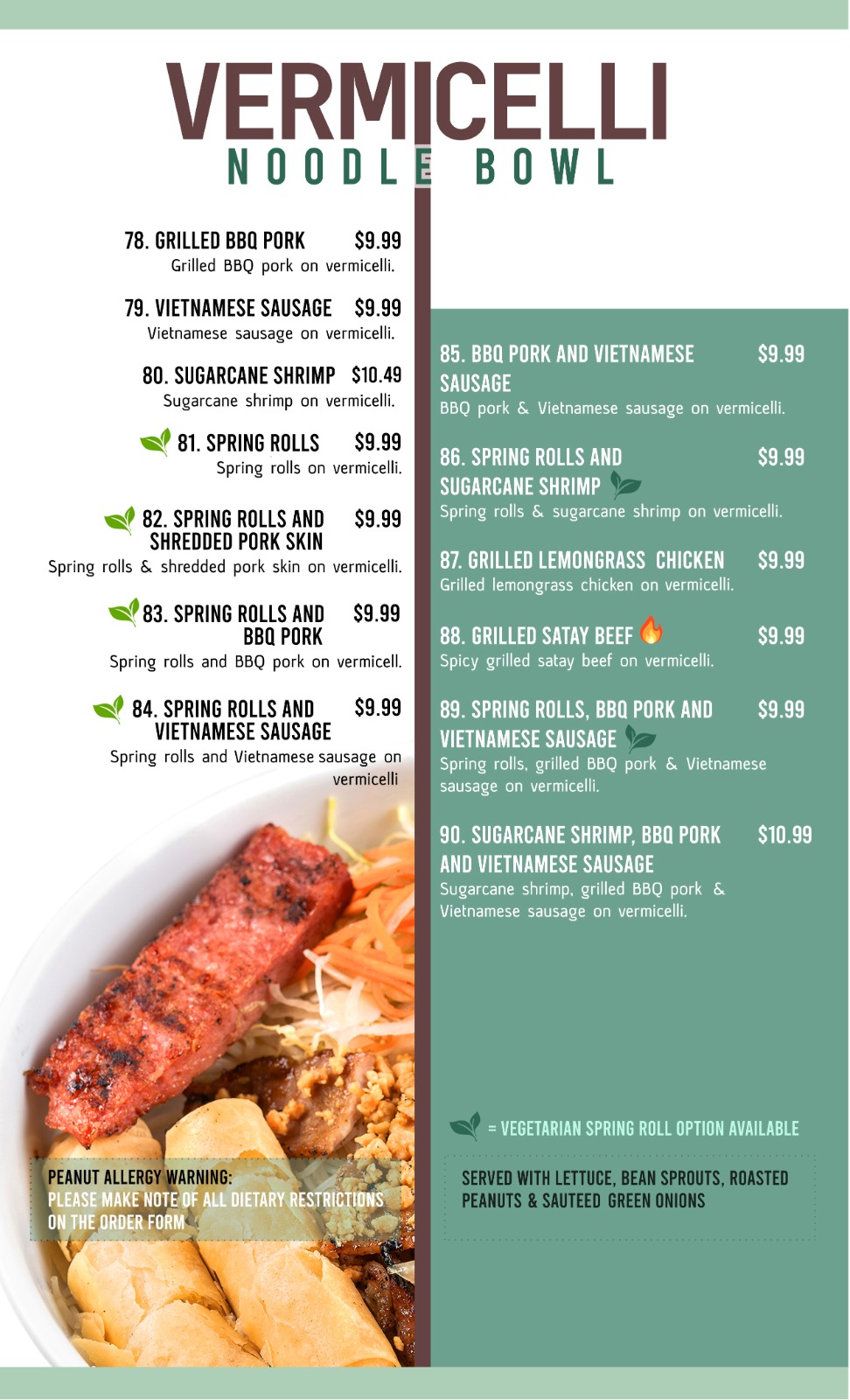 Menu Saigon Asian Restaurant